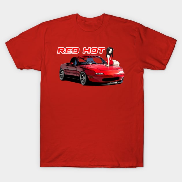 Red Miata MX-5 with anime girl T-Shirt by CoolCarVideos